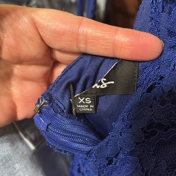 Lulus Vibrant Life Cobalt Blue Lace Trumpet Hem Square Neck Midi Dress XS - Picture 7 of 7